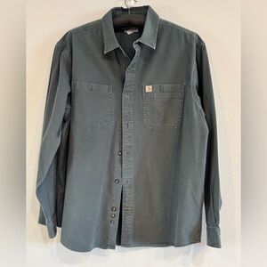 Carhartt Canvas Work Shirt Greenish Gray Color Mid-Weight 98% Cotton Men’s 2XL